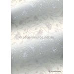 Chiffon Anemone White with Silver and Glitter Floral Print A4 paper | PaperSource