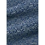 Flat Foil Espalier Indigo Blue Chiffon with Silver foiled design, handmade recycled paper | PaperSource