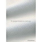Chiffon Arabesque White with Silver and Glitter Floral Print A4 paper | PaperSource