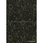Embossed Bloom Black and Antique Gold Matte A4 handmade paper