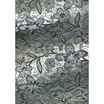 Embossed Foil Silver Foil on Black Matte Cotton A4 handmade recycled paper curled