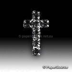 Diamante Cross T-057 with single row of crystal black diamantes and flat on back. Perfect for religious events.