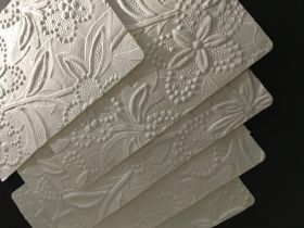 Card Topper | 85 x 135mm Embossed Bloom Off White Matte, a floral handmade paper | PaperSource