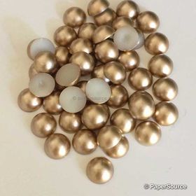 Embellishment | Half Pearl 10mm. A Gold Faux Half Pearl with flat back for ease of glueing. 50 pack | PaperSource