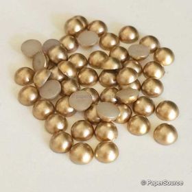 Embellishment | Half Pearl 6mm. A Gold Faux Half Pearl with flat back for ease of glueing. 50 pack | PaperSource