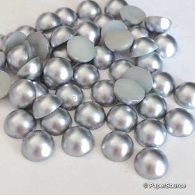 Embellishment | Half Pearl 10mm. A Silver Faux Half Pearl with flat back for ease of glueing. 50 pack | PaperSource