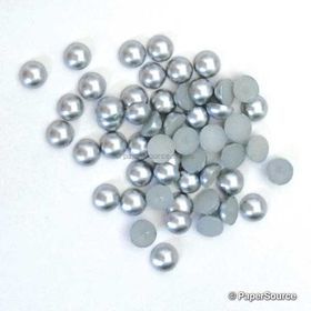 Embellishment | Half Pearl 4mm. A Silver Faux Half Pearl with flat back for ease of glueing. 50 pack | PaperSource
