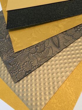 Colourific | Gold Picasso 30+ sheets of A5 size, handmade recycled gold themed paper in Embossed, Foiled, Glitter and patterned styles | PaperSource