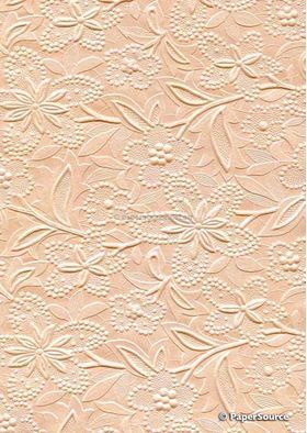 Embossed Bloom Apricot Pearlescent A4 handmade paper