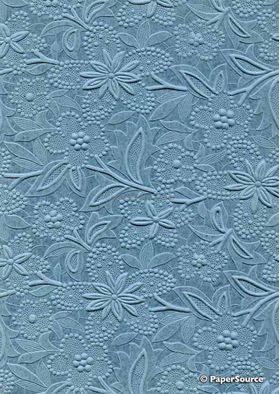 Embossed Dusty Blue Matte Cotton A4 handmade recycled paper