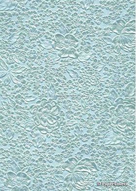 Embossed Bouquet Light Aqua Pearlescent A4 handmade, recycled paper | PaperSource