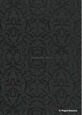 Suede Filigree | Black Flocking on Black Cotton, Handmade, Recycled A4 Paper | PaperSource