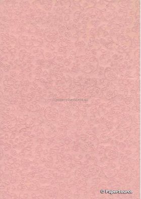 Suede Floral | Dusty Pink Flocking on Dusty Pink Cotton, Handmade, Recycled A4 Paper | PaperSource