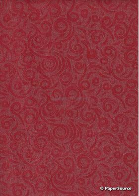 Chiffon Print | Curlique Red Chiffon with deeper Red tone Swirl pattern, A4 | PaperSource