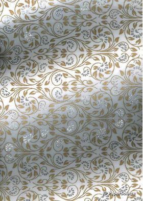 Chiffon Glitter Print | Curly Heart White Chiffon with Gold and Glitter Heart pattern, A4 curled | PaperSource