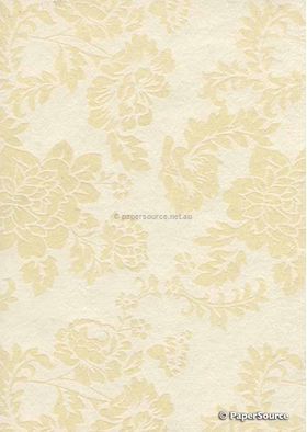 Suede Peony | Ivory Floral Flocking on Ivory Matte Cotton Handmade, Recycled A4 Paper | PaperSource