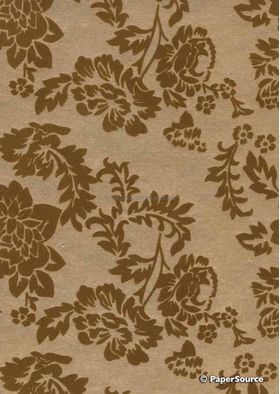 Suede Peony | Caramel Brown Flocking on Metallic Mink Cotton, Handmade, Recycled A4 Paper | PaperSource