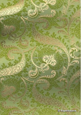 Patterned Pomegranate | Sage and Gold printed onto Green handmade, recycled paper | PaperSource