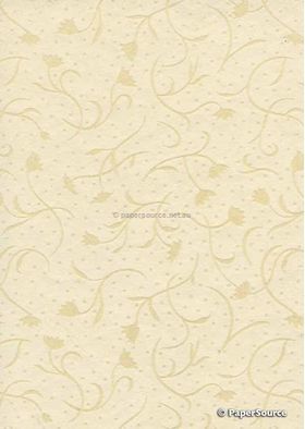 Suede Tulip | Ivory Flocked Floral design on Ivory Matte Cotton Handmade, Recycled A4 Paper | PaperSource