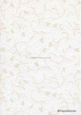 Suede Tulip | Off White Flocked Floral design on White Matte Cotton Handmade, Recycled A4 Paper | PaperSource