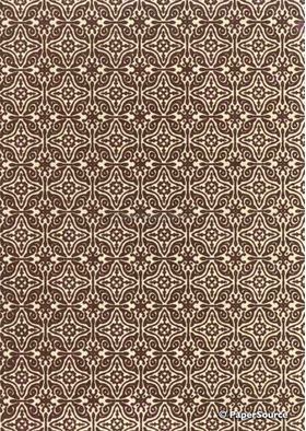 Suede Venetian Tile | Chocolate Brown Flocked modern Geometric design on Ivory Matte Cotton Handmade, Recycled A4 Paper | PaperSource