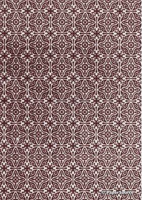Suede Venetian Tile | Maroon Flocked modern Geometric design on White Matte Cotton Handmade, Recycled A4 Paper | PaperSource