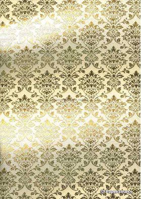 Flat Foil | Insignia Opal Cream Metallic Pearlescent with Gold foiled design, handmade, recycled cotton A4 paper - curled | PaperSource