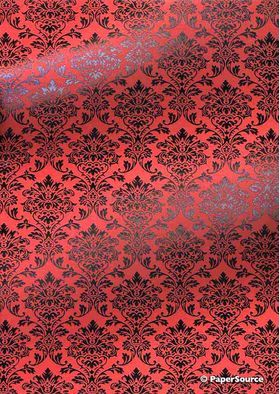 Flat Foil | Insignia Red Matte Cotton with Black foiled design, handmade, recycled A4 paper - curled | PaperSource