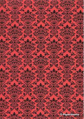 Flat Foil | Insignia Red Matte Cotton with Black foiled design, handmade, recycled A4 paper | PaperSource