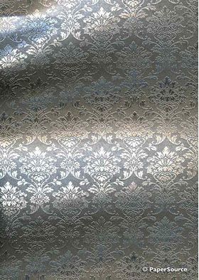 Flat Foil | Insignia Walnut Brown Metallic Pearlescent Cotton with Silver foiled design, handmade, recycled A4 paper - curled | PaperSource