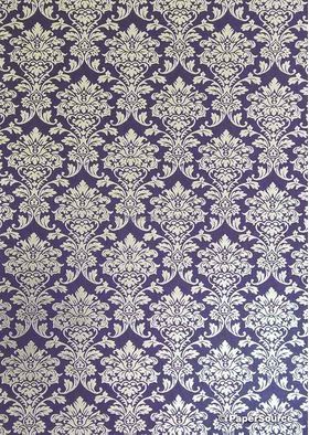 Flat Foil | Insignia Violet Purple Metallic Pearlescent Cotton with Silver foiled design, handmade, recycled A4 paper | PaperSource