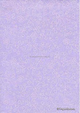 Chiffon Print | Snowbell Lilac Purple Chiffon with White Small Floral pattern, A4 | PaperSource