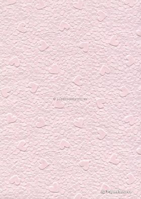 Handmade Embossed Paper - Pebble Heart Baby Pink Matte A4 | PaperSource