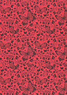 Patterned | Butterflies Designer paper Black print on Stardream Jupiter Red Pearlescent, 120gsm paper | PaperSource